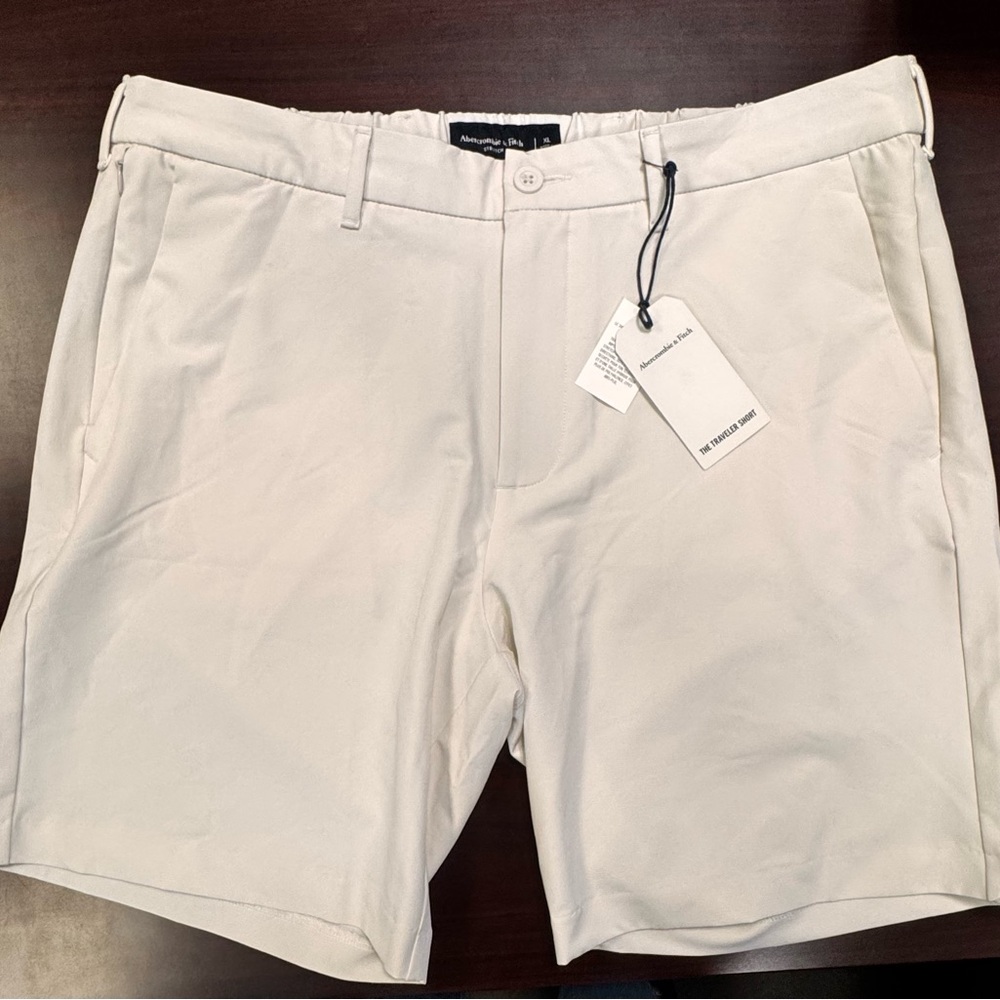 Abercrombie & Fitch Cream Flat Front Shorts